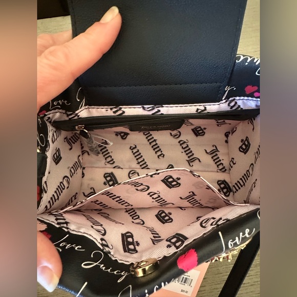 🎉HP🎉Juicy Couture Black w/pink, white & Black Shoulder Bag or Mini Tote - Picture 9 of 13